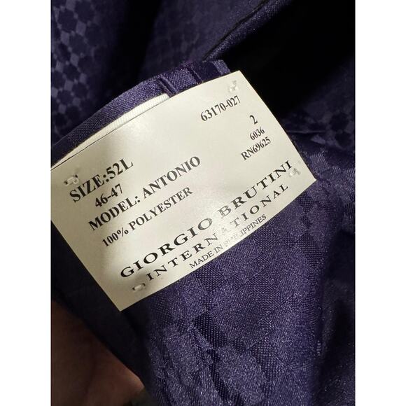 Giorgio Brutini “Antonio” Suit 52L – Dark Purple Checker Pattern, New w/ Tags - Picture 5 of 7